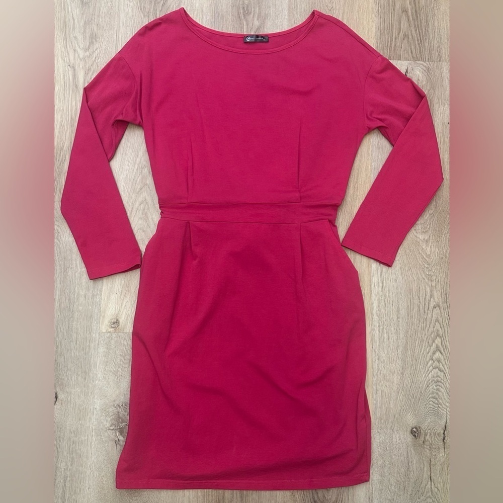 Pretty Garden Hot Pink Long-Sleeve Dress with Pockets